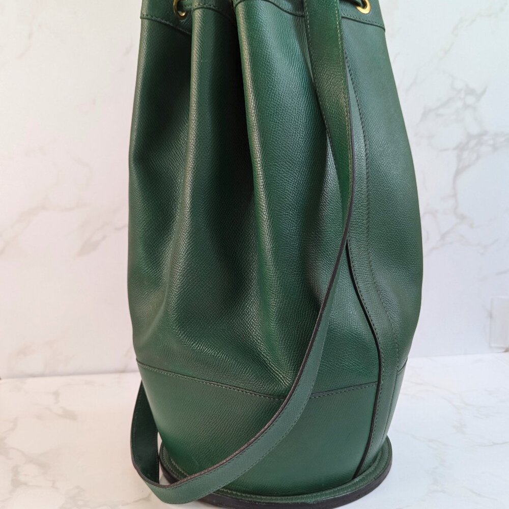Hermes Vintage Standy Bucket Bag Green Vert Clair Courchevel Leather RARE - Picture 5 of 16